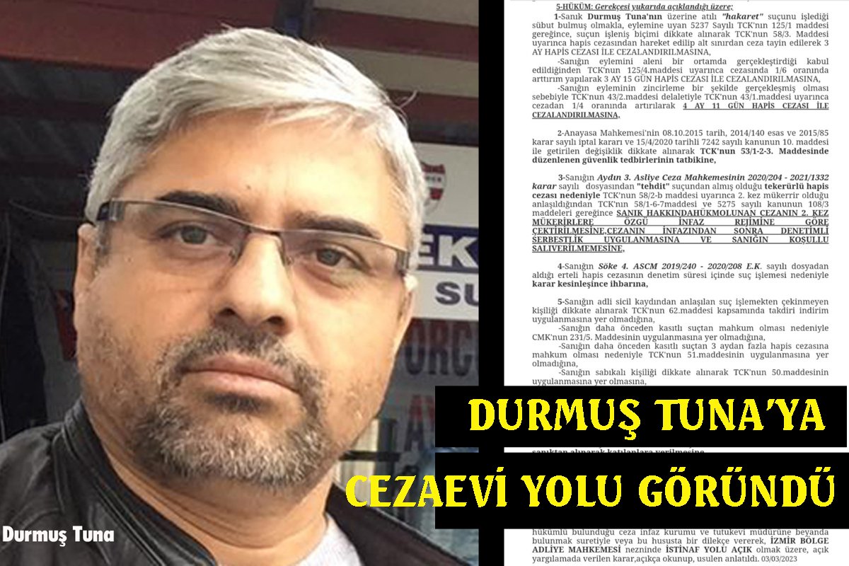 Durmuş Tuna’ya hapis cezası